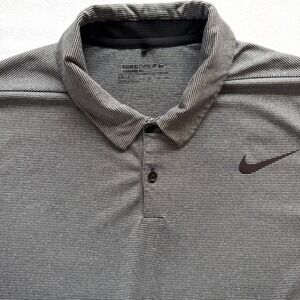 Nike Golf Polo‎ Striped Men's XXL Dri-Fit Standard Fit Black White Performance